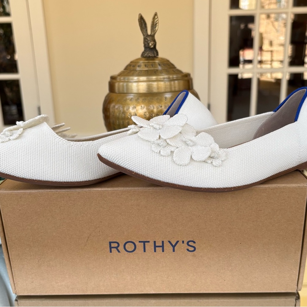 Rothy's White Flats with Floral Accents - Picture 6 of 8
